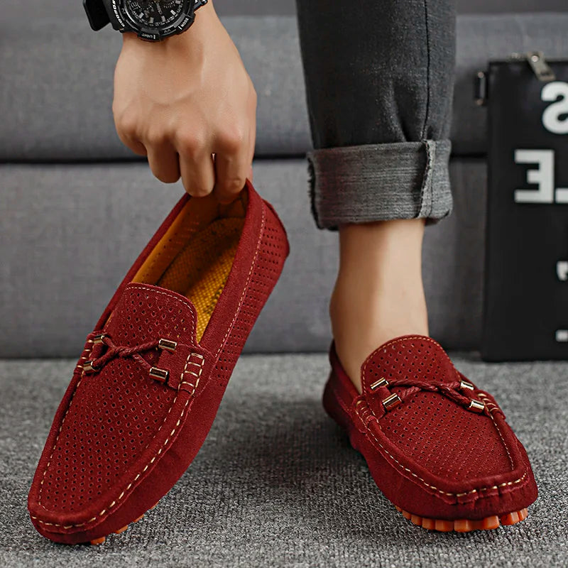 Ambrose | Men's Slip-On Loafers with Perforated Detail - Casual and Smart Loafers