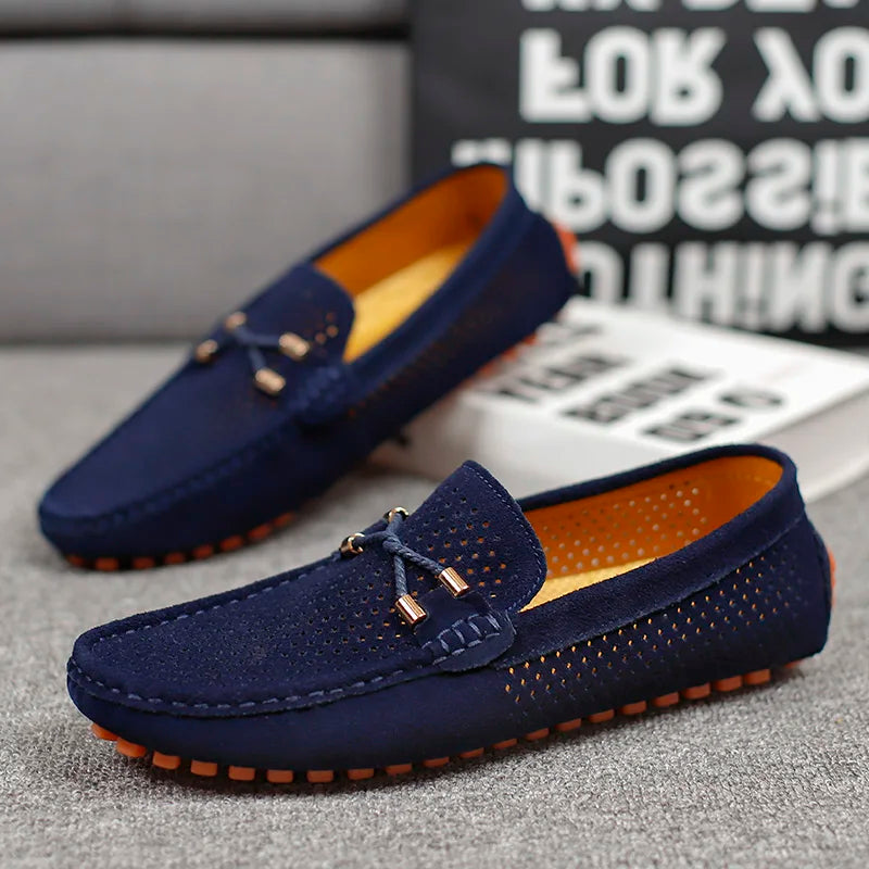 Ambrose | Men's Slip-On Loafers with Perforated Detail - Casual and Smart Loafers