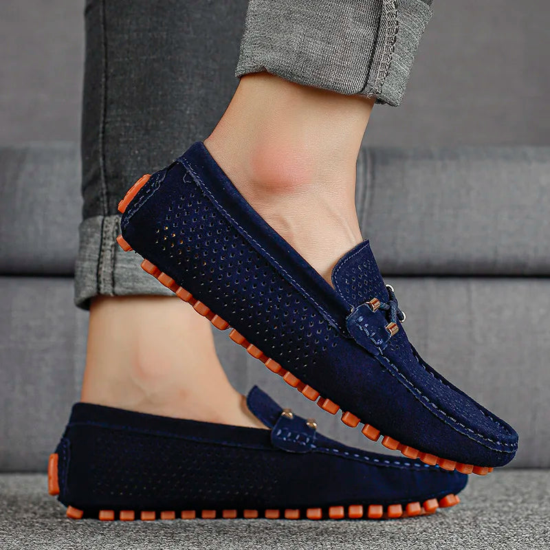 Ambrose | Men's Slip-On Loafers with Perforated Detail - Casual and Smart Loafers