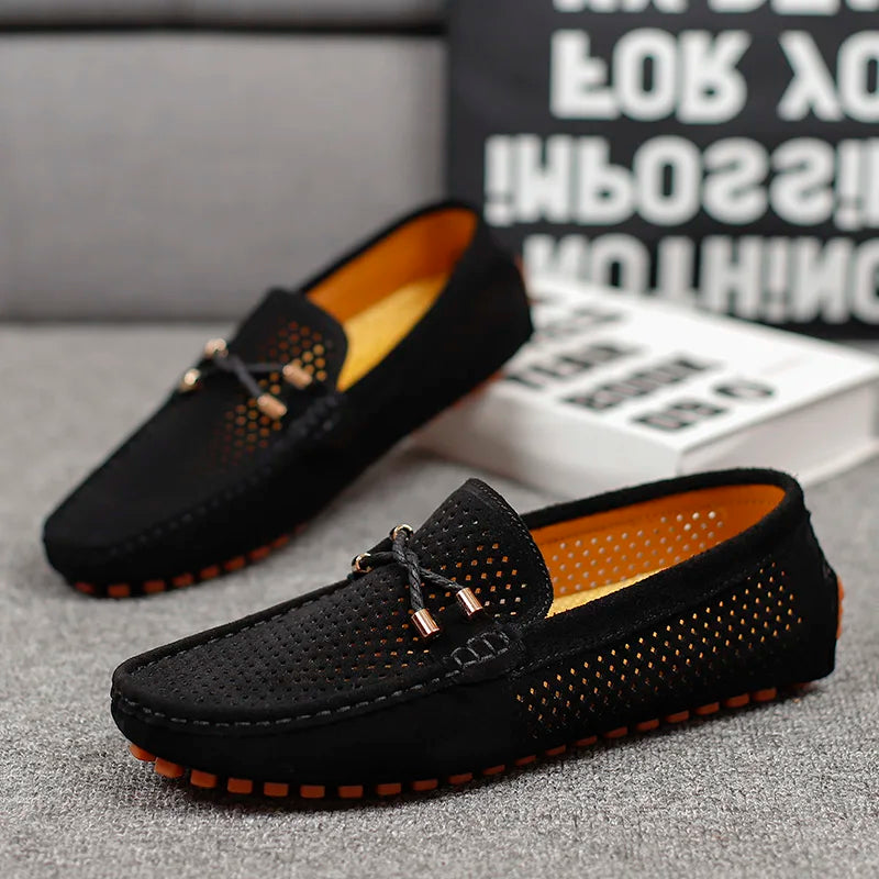 Ambrose | Men's Slip-On Loafers with Perforated Detail - Casual and Smart Loafers