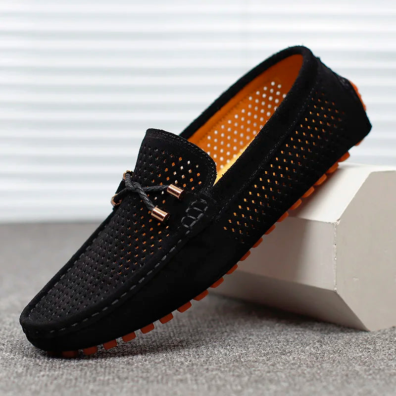 Ambrose | Men's Slip-On Loafers with Perforated Detail - Casual and Smart Loafers