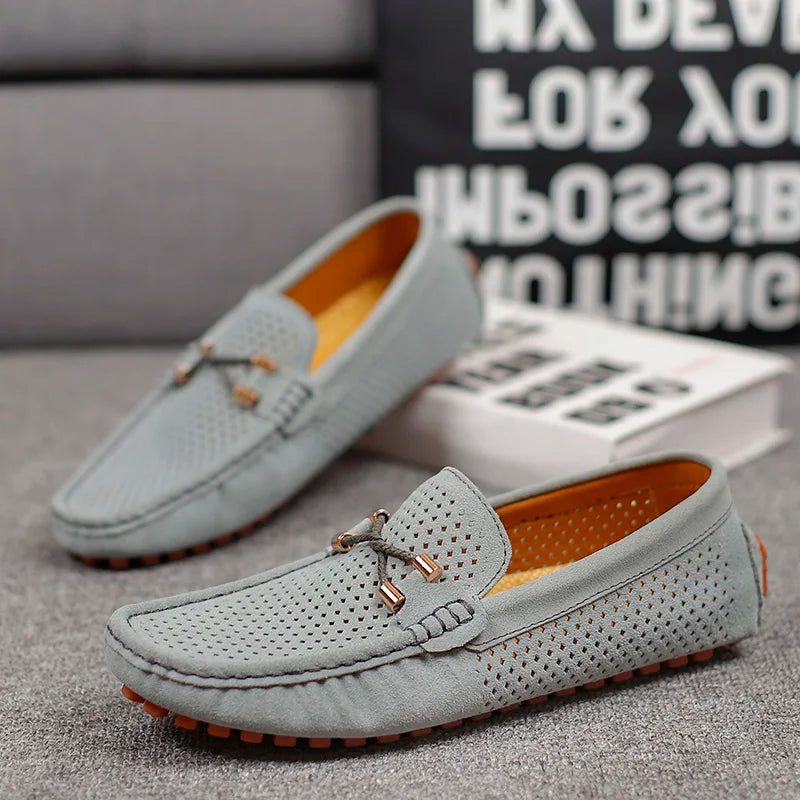 Ambrose | Men's Slip-On Loafers with Perforated Detail - Casual and Smart Loafers