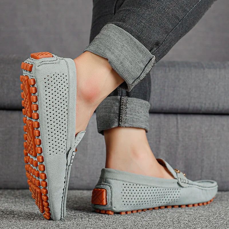 Ambrose | Men's Slip-On Loafers with Perforated Detail - Casual and Smart Loafers