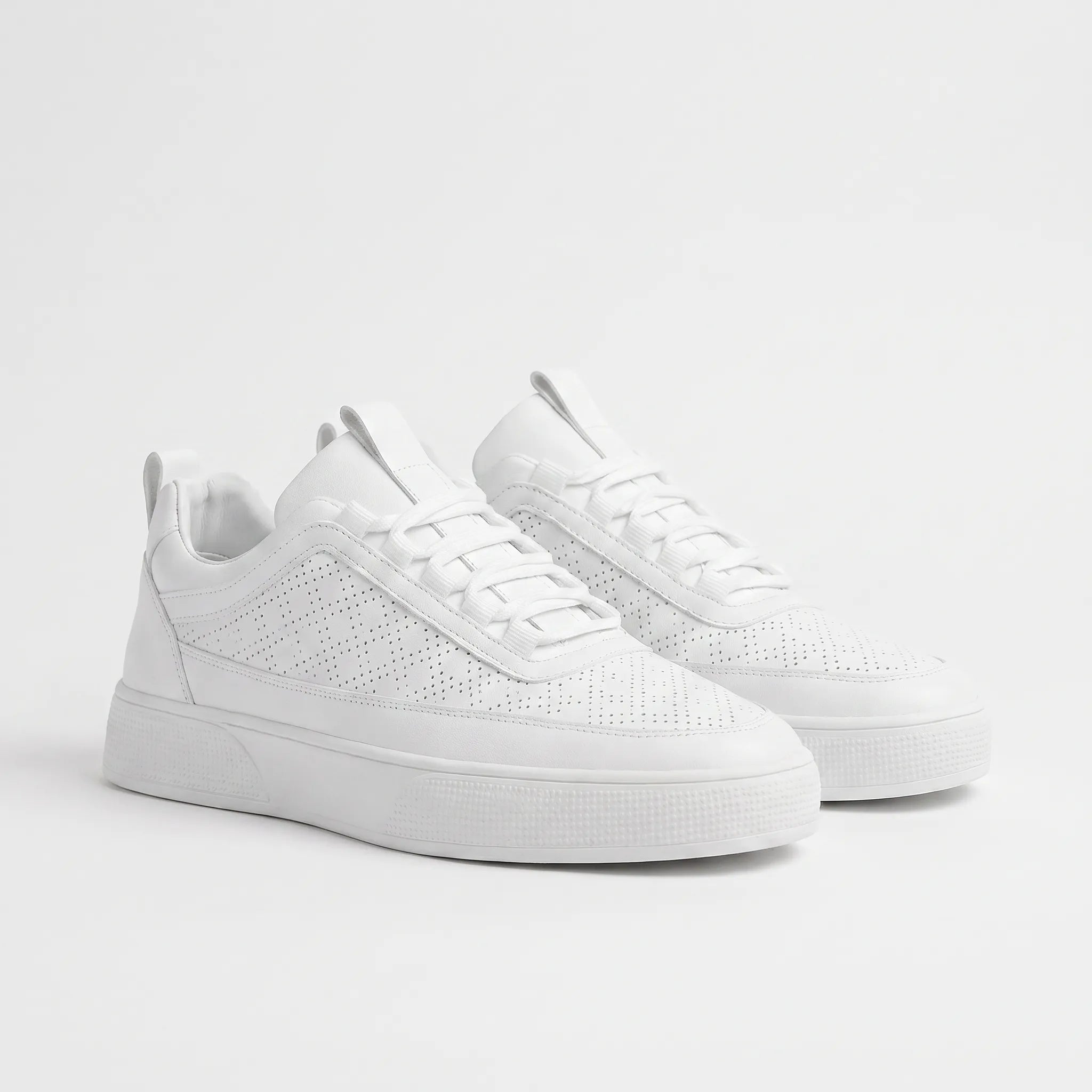 Ronan | Men's Leather-Look Perforated Trainers - Casual Lace-Up Trainers