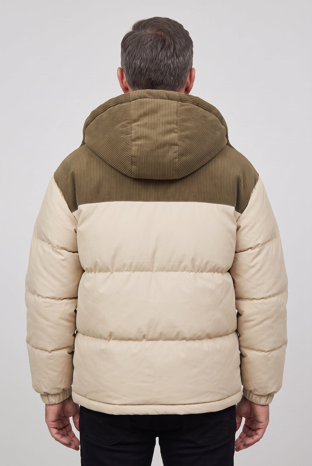 Simon | Men's Padded Puffer Jacket - Hooded Colour-Block Winter Coat