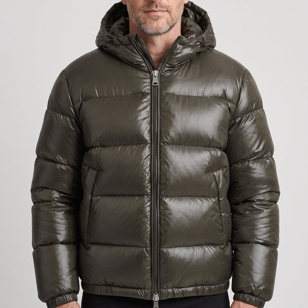 Hugo | Men's Quilted Puffer Jacket - Hooded Zip-Front Winter Coat