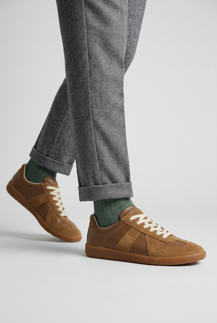 Fintan | Men's Suede-Look Trainers - Cushioned Sole Lace-Up Trainers
