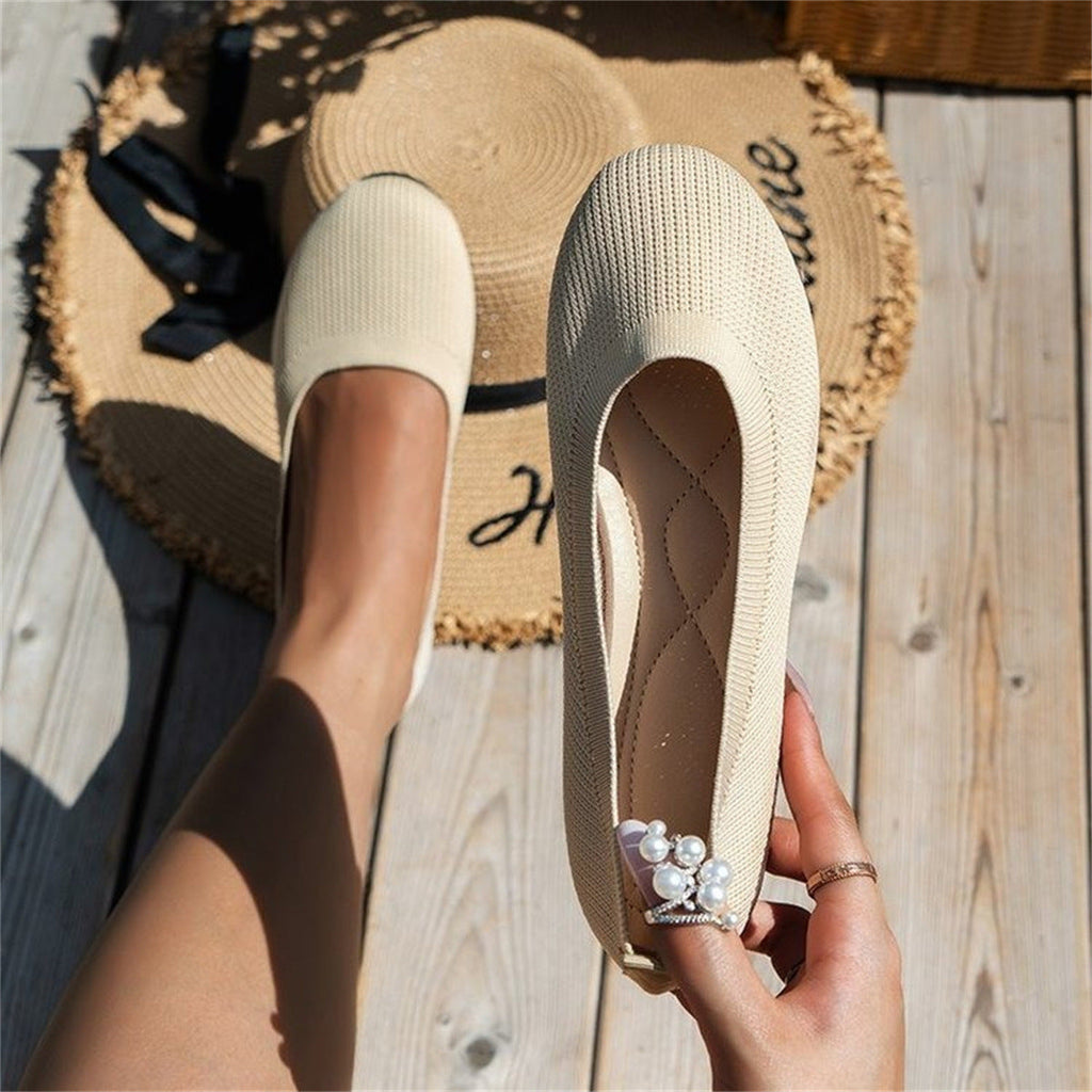 Tilly | Women's Knitted Slip-On Ballet Flats - Stretch-Knit Everyday Pumps