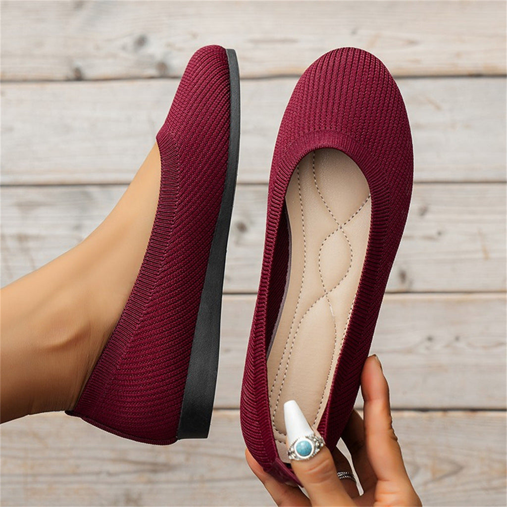 Tilly | Women's Knitted Slip-On Ballet Flats - Stretch-Knit Everyday Pumps