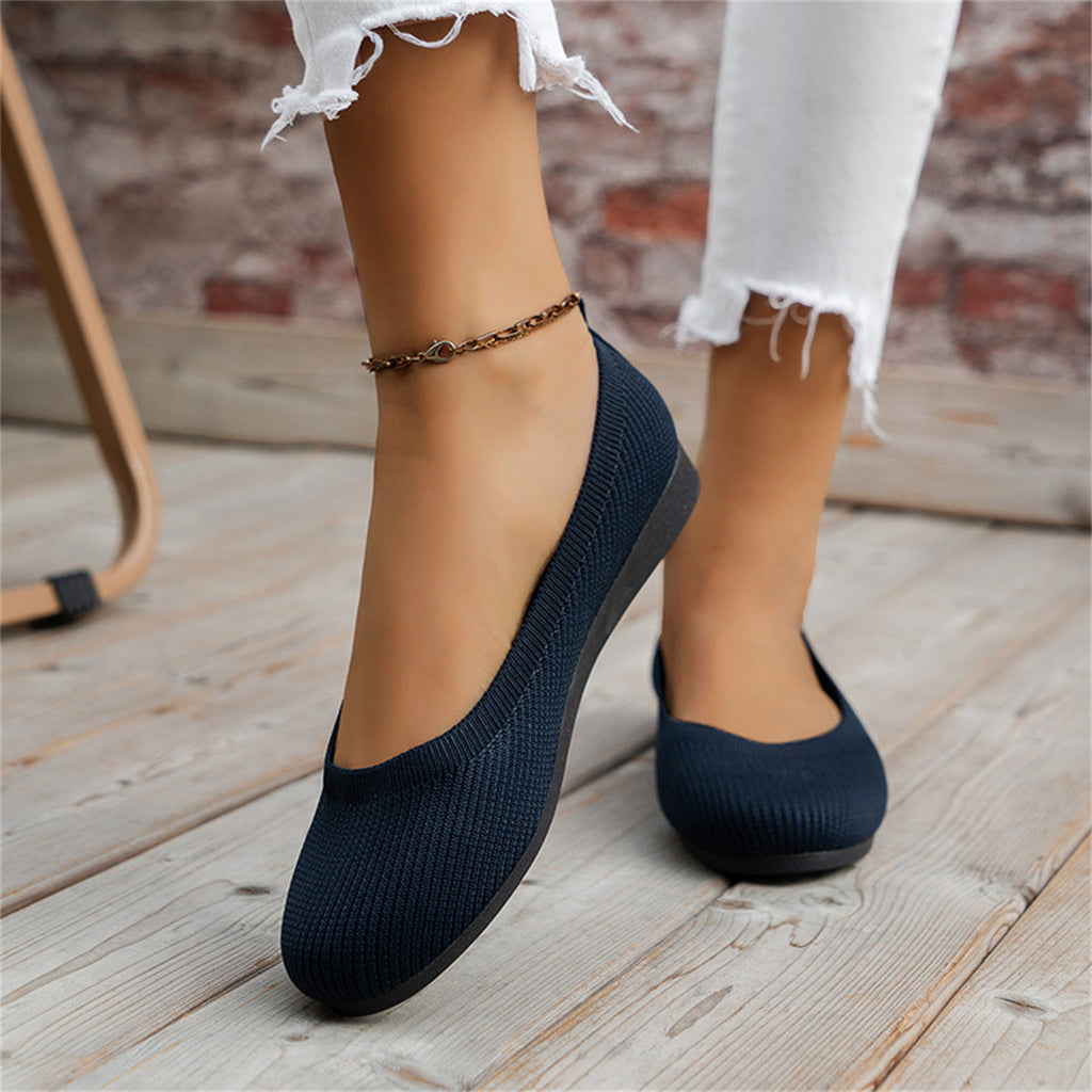 Tilly | Women's Knitted Slip-On Ballet Flats - Stretch-Knit Everyday Pumps