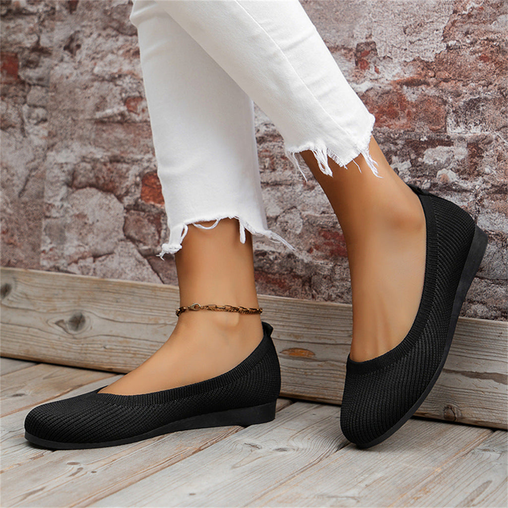 Tilly | Women's Knitted Slip-On Ballet Flats - Stretch-Knit Everyday Pumps