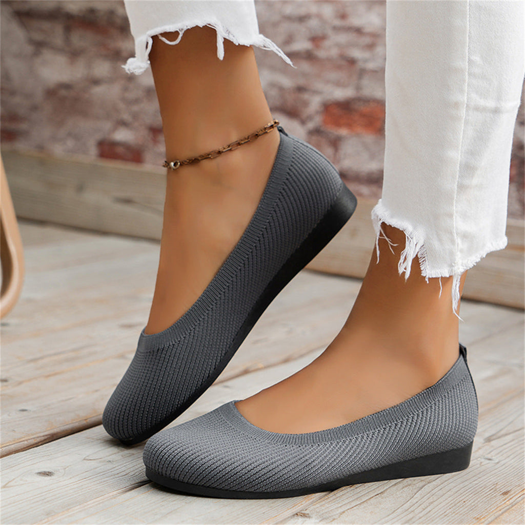 Tilly | Women's Knitted Slip-On Ballet Flats - Stretch-Knit Everyday Pumps