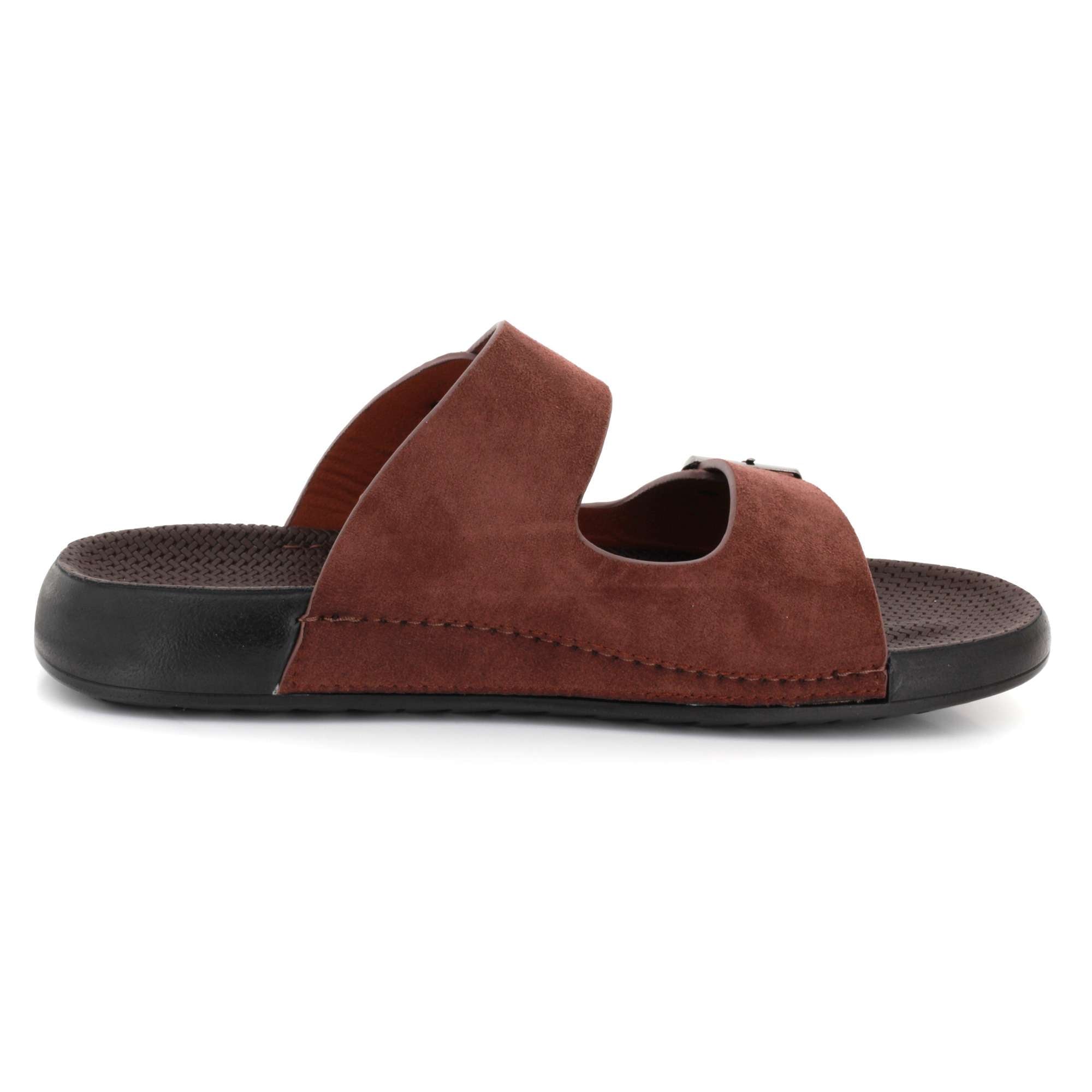 Lawrence | Men's Faux Leather Double Strap Buckle Sandals - Slip-On Slide Sandals
