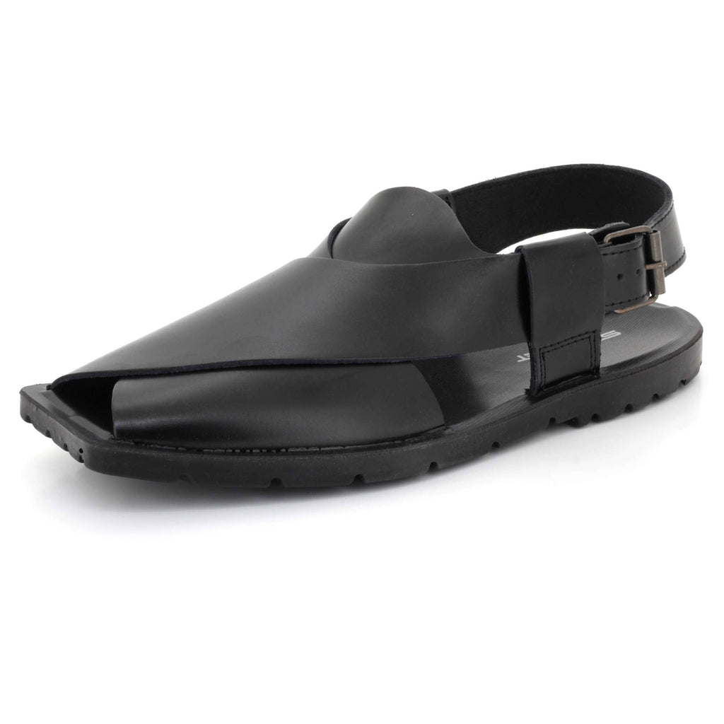 Kenneth | Men's Faux Leather Peshawari Sandals - Cross-Over Strap Ethnic Sandals