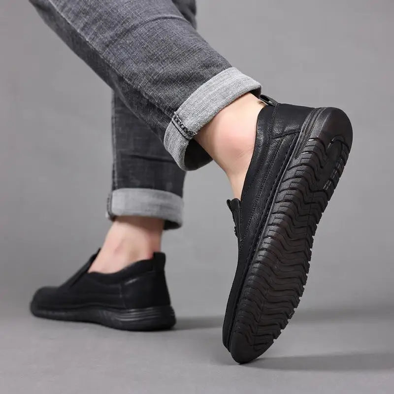 Elliot | Men's leather-look Slip-On Loafers - Cushioned Rubber-Sole Shoes