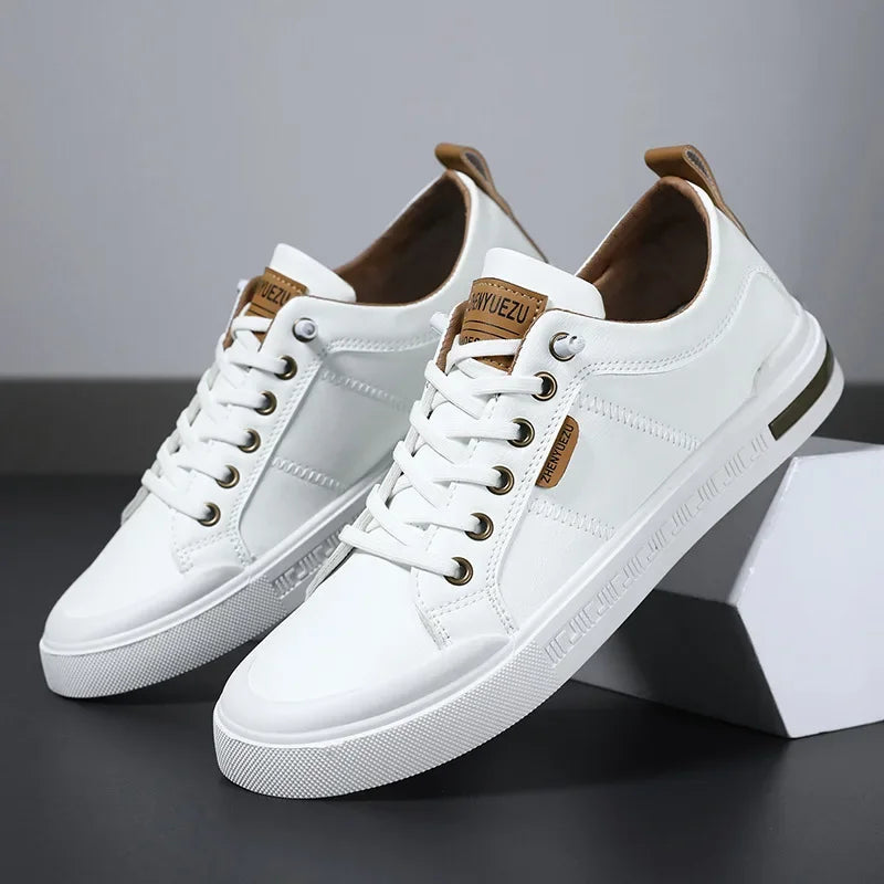 Belnor | Men's Two-Tone Leather Trainers – Cushioned Everyday Sneakers