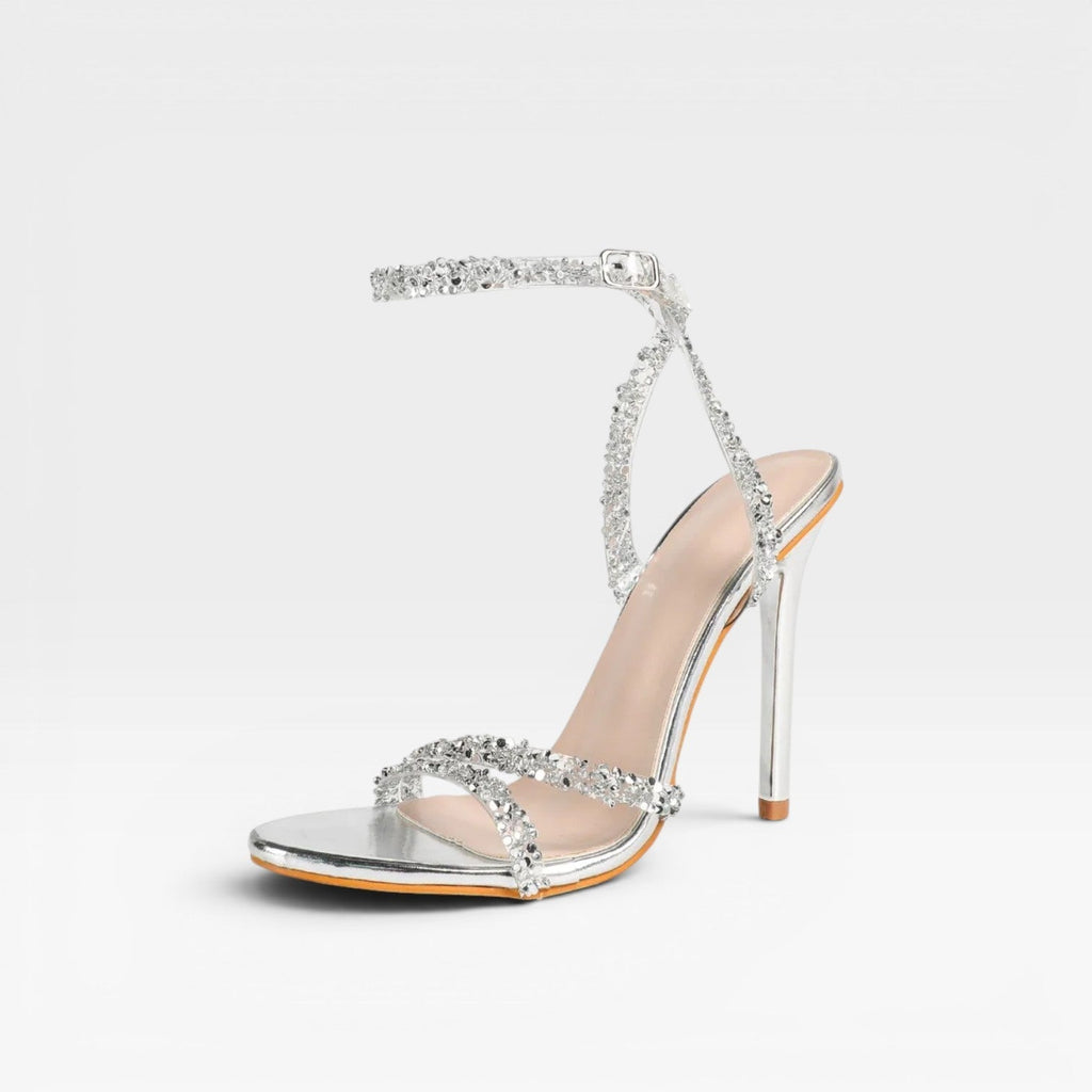 Isolde | Women's Diamanté Stiletto Heels – Strappy Occasion Sandals