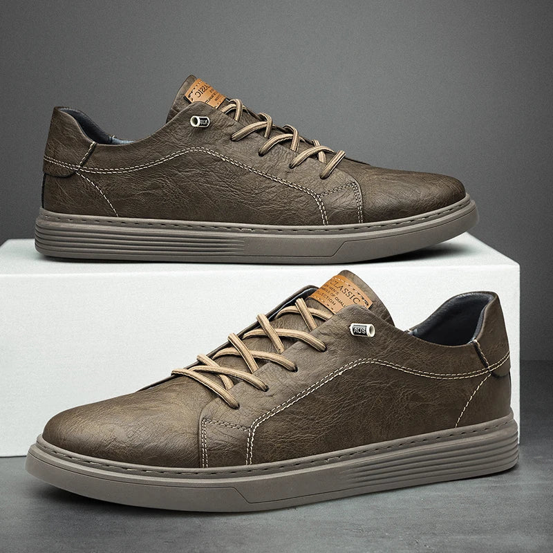 Dexter | Men's Faux Leather Trainers - Classic Everyday Sneakers