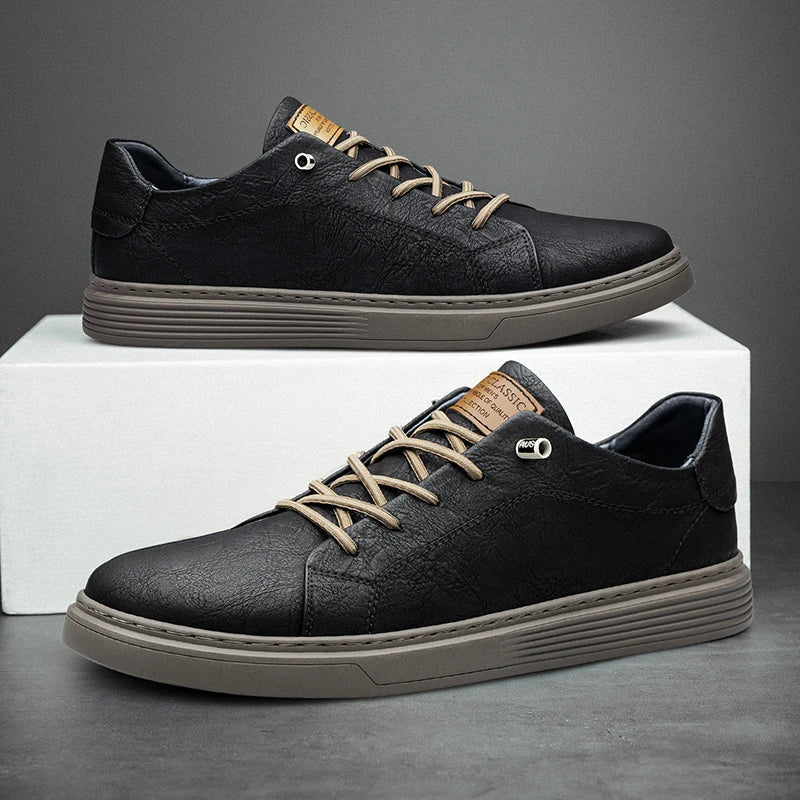 Dexter | Men's Faux Leather Trainers - Classic Everyday Sneakers