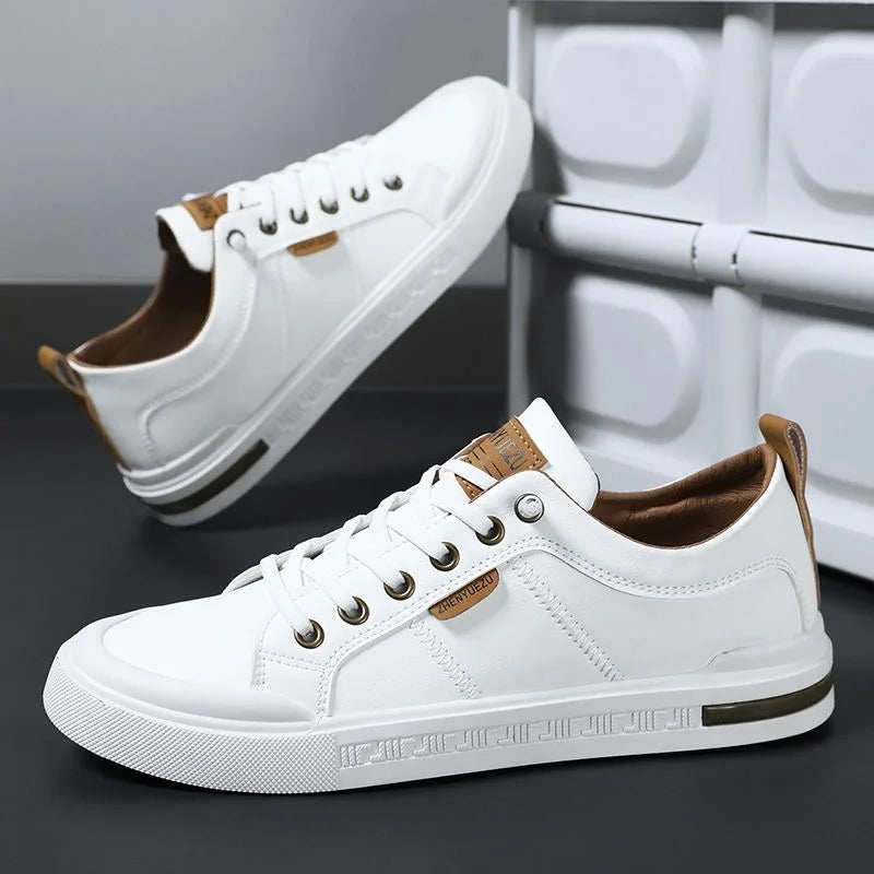 Belnor | Men's Two-Tone Leather Trainers – Cushioned Everyday Sneakers
