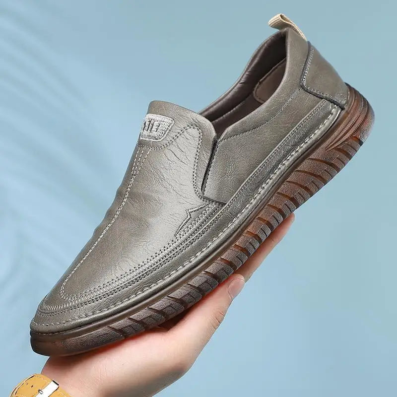 Elliot | Men's leather-look Slip-On Loafers - Cushioned Rubber-Sole Shoes
