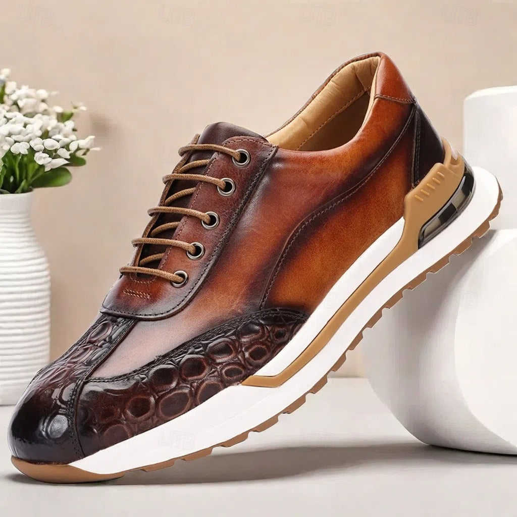 Vittorio | Men's Cowhide Leather Trainers – Cushioned Smart Casual Sneakers