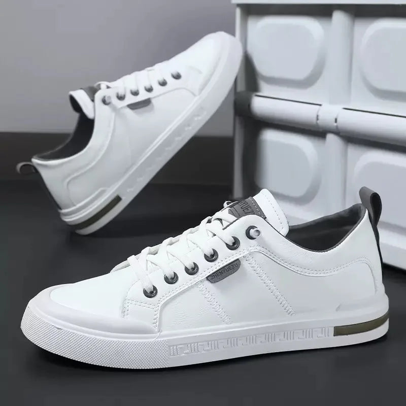 Belnor | Men's Two-Tone Leather Trainers – Cushioned Everyday Sneakers