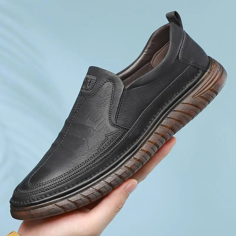 Elliot | Men's leather-look Slip-On Loafers - Cushioned Rubber-Sole Shoes