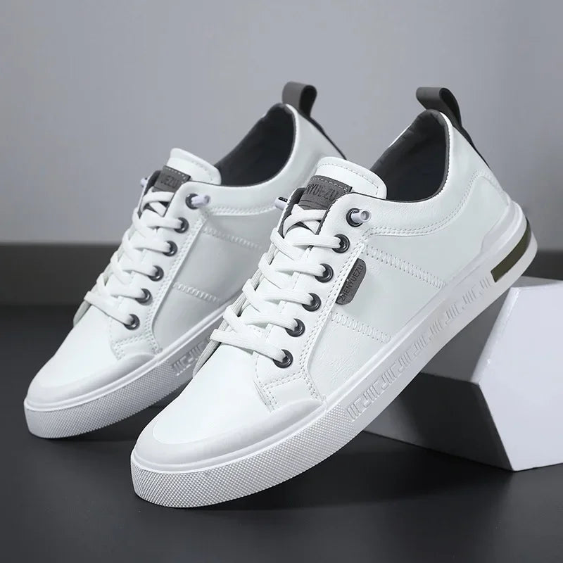 Belnor | Men's Two-Tone Leather Trainers – Cushioned Everyday Sneakers