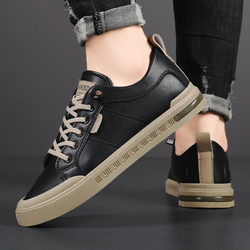 Belnor | Men's Two-Tone Leather Trainers – Cushioned Everyday Sneakers