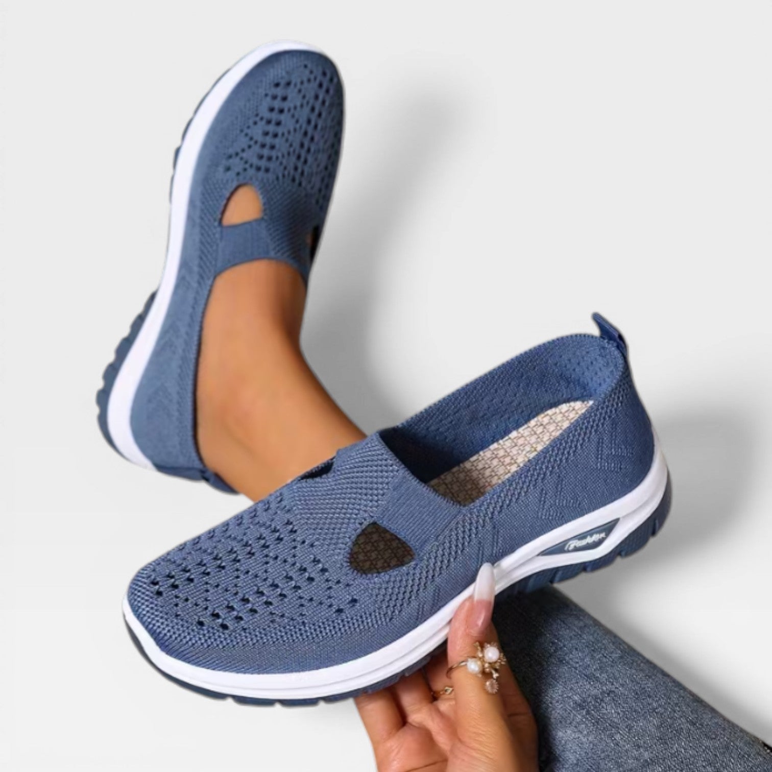 Women's Knit Slip-On Walking Trainers – Breathable Lightweight