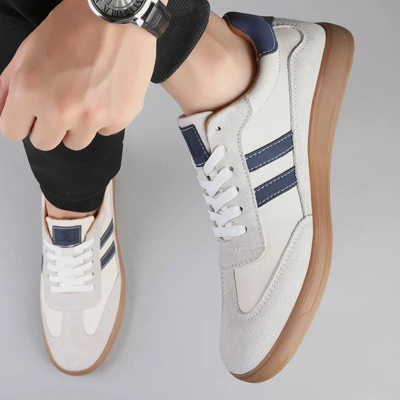 Barrett | Men's Suede-Look Retro Trainers - Lace-Up Casual Court Sneakers