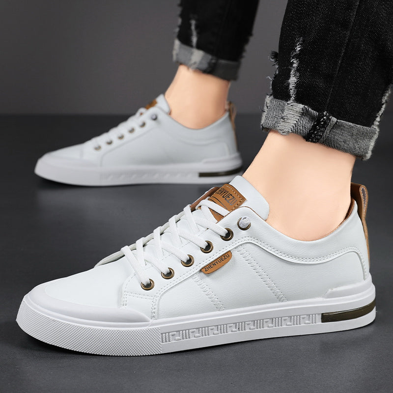Belnor | Men's Two-Tone Leather Trainers – Cushioned Everyday Sneakers