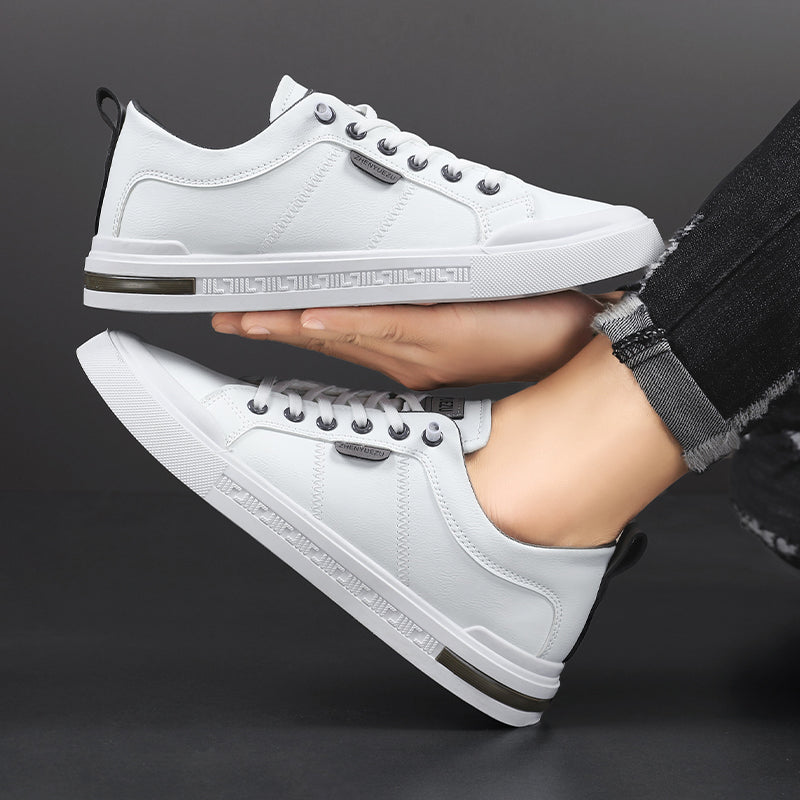 Belnor | Men's Two-Tone Leather Trainers – Cushioned Everyday Sneakers