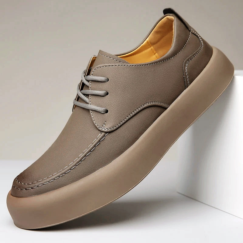 Osric | Men's Leather Moc-Toe Lace-Up Shoes - Smart-Casual Everyday Flats