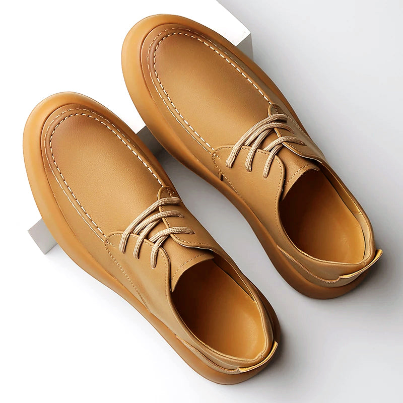 Osric | Men's Leather Moc-Toe Lace-Up Shoes - Smart-Casual Everyday Flats