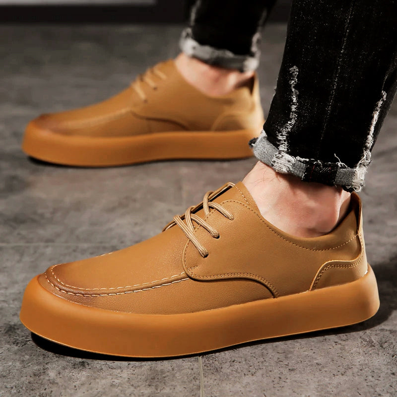 Osric | Men's Leather Moc-Toe Lace-Up Shoes - Smart-Casual Everyday Flats