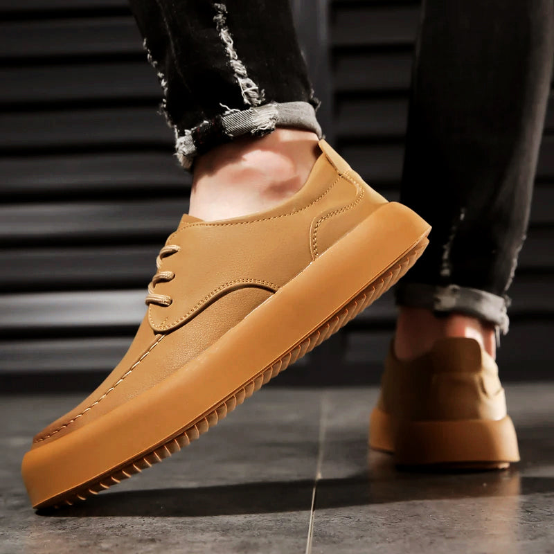 Osric | Men's Leather Moc-Toe Lace-Up Shoes - Smart-Casual Everyday Flats