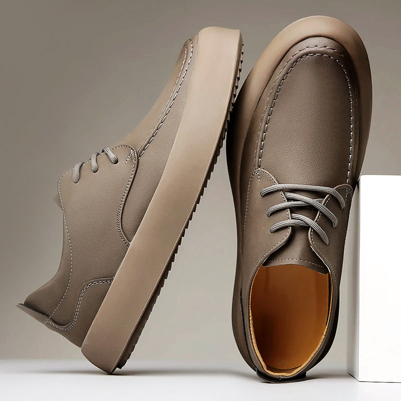Osric | Men's Leather Moc-Toe Lace-Up Shoes - Smart-Casual Everyday Flats