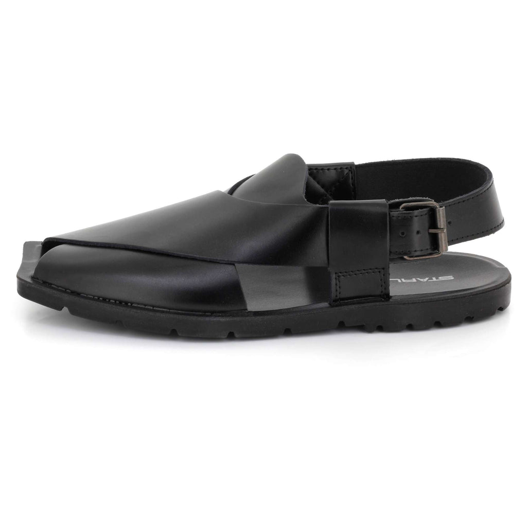 Kenneth | Men's Faux Leather Peshawari Sandals - Cross-Over Strap Ethnic Sandals