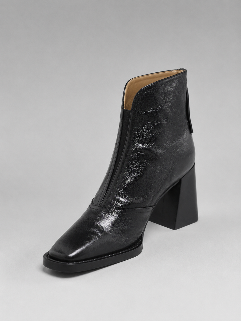 Sabrina | Women's Leather-Look Ankle Boots - Block Heel Zip Boots
