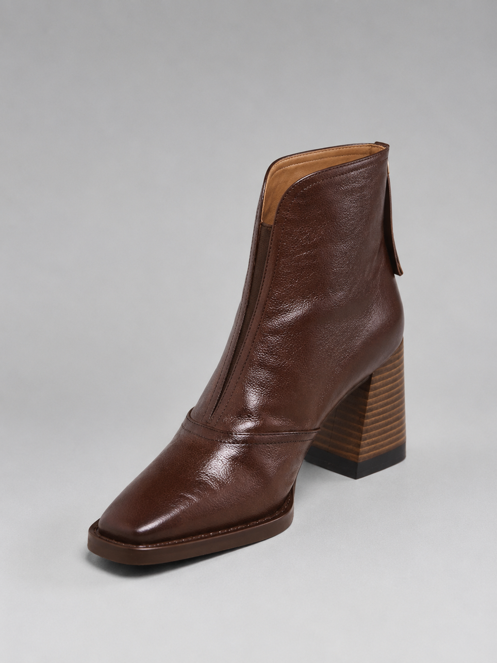 Sabrina | Women's Leather-Look Ankle Boots - Block Heel Zip Boots