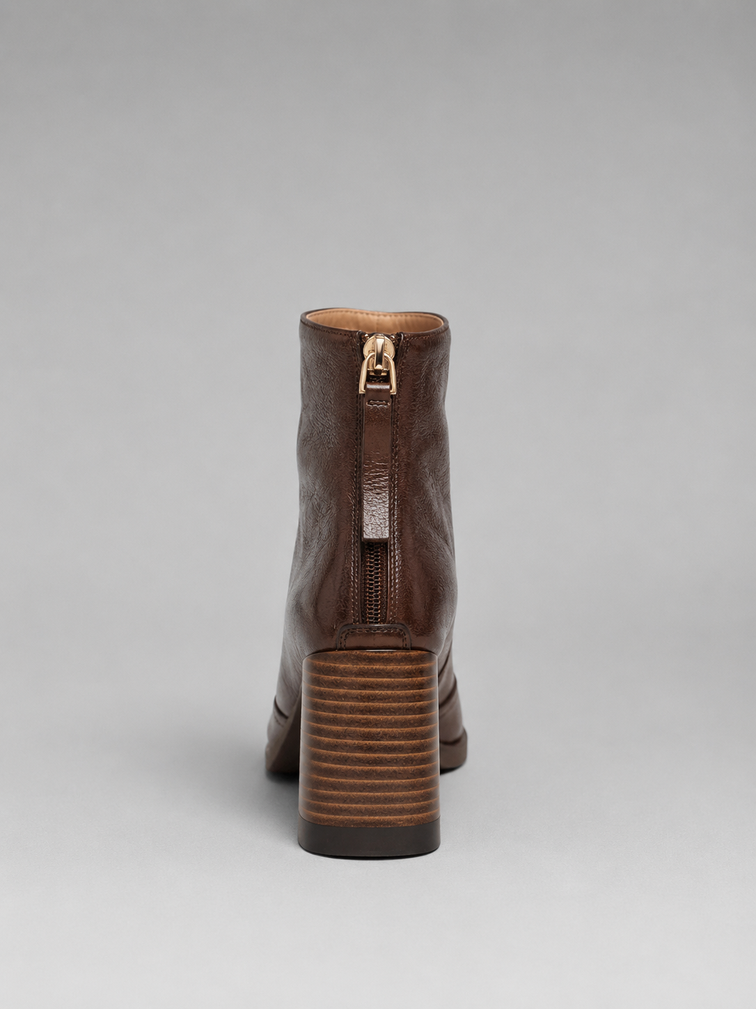 Sabrina | Women's Leather-Look Ankle Boots - Block Heel Zip Boots