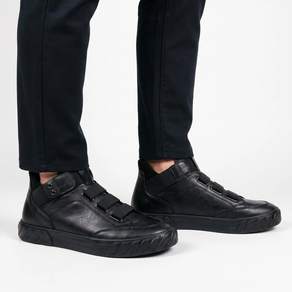 Silas | Men's Smart Casual Slip-On Trainers - Laceless Elastic-Strap Sneakers