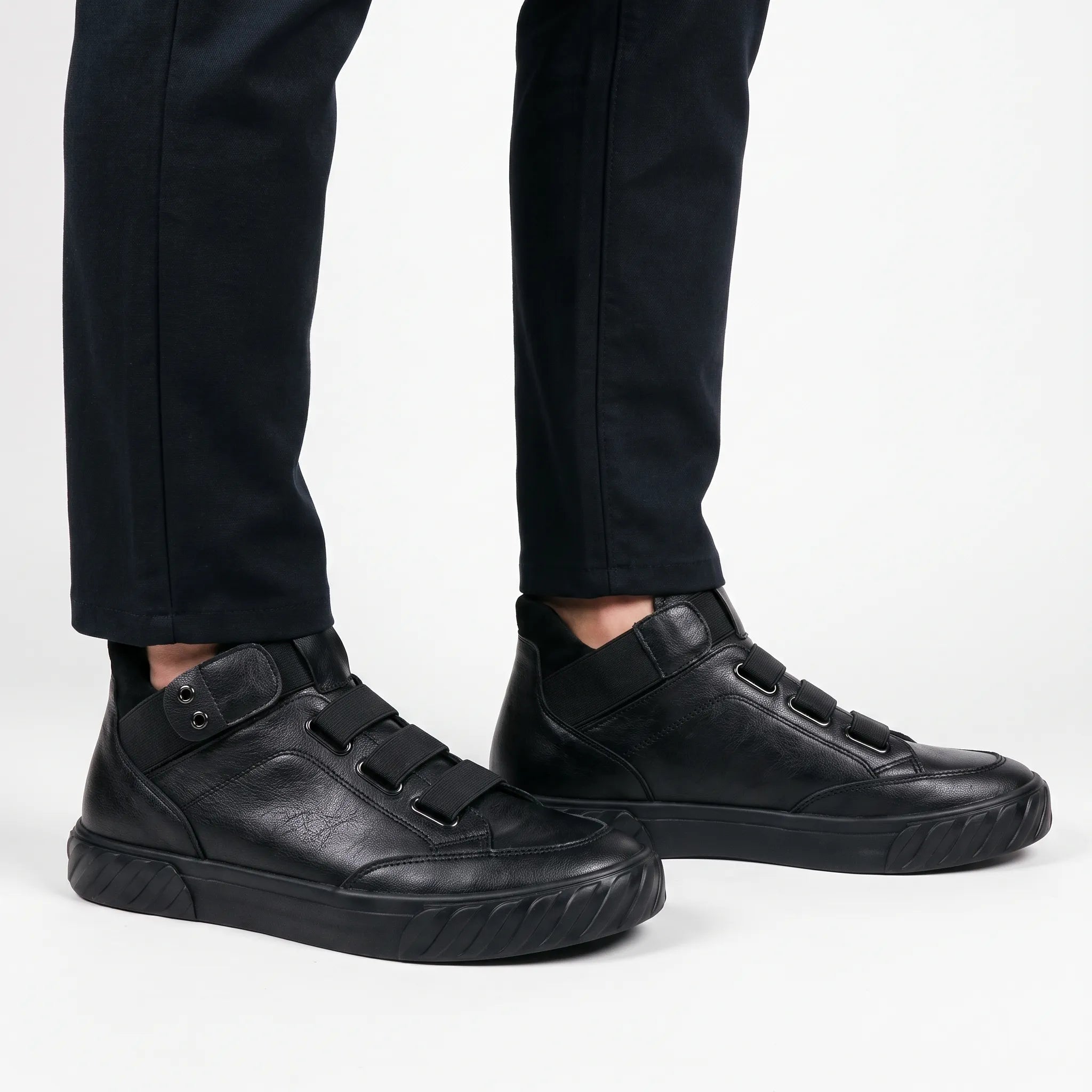 Silas | Men's Smart Casual Slip-On Trainers - Laceless Elastic-Strap Sneakers