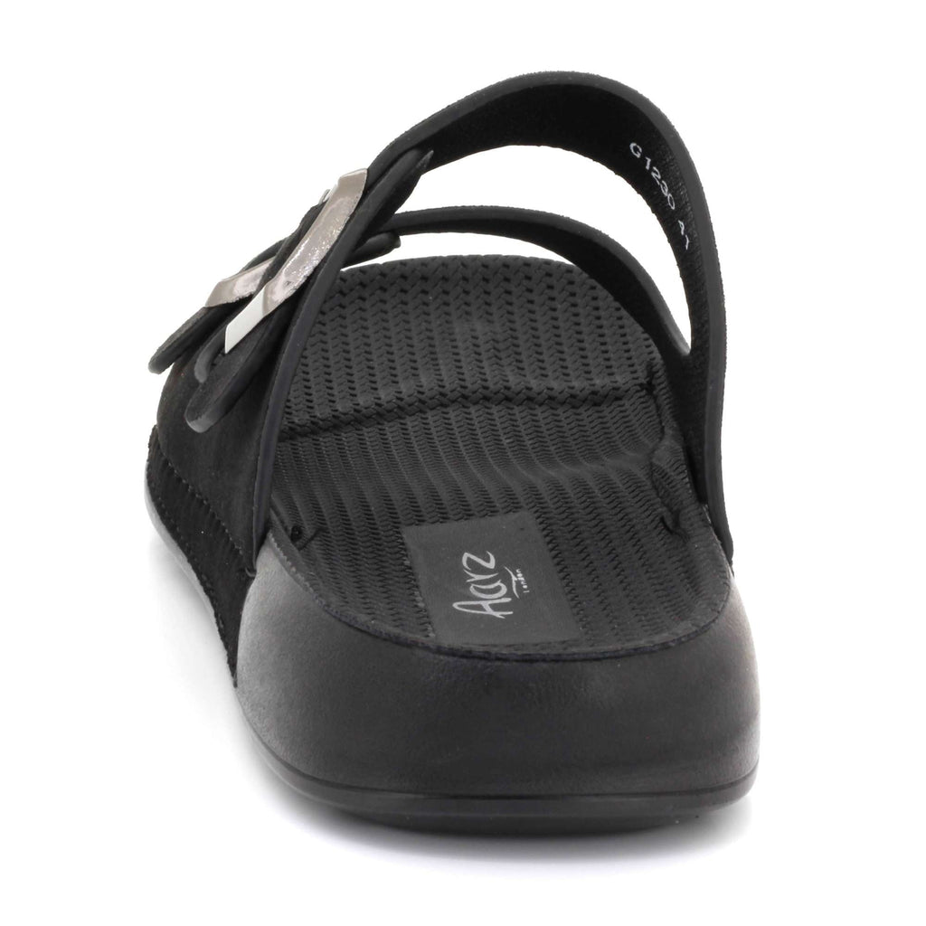 Lawrence | Men's Faux Leather Double Strap Buckle Sandals - Slip-On Slide Sandals