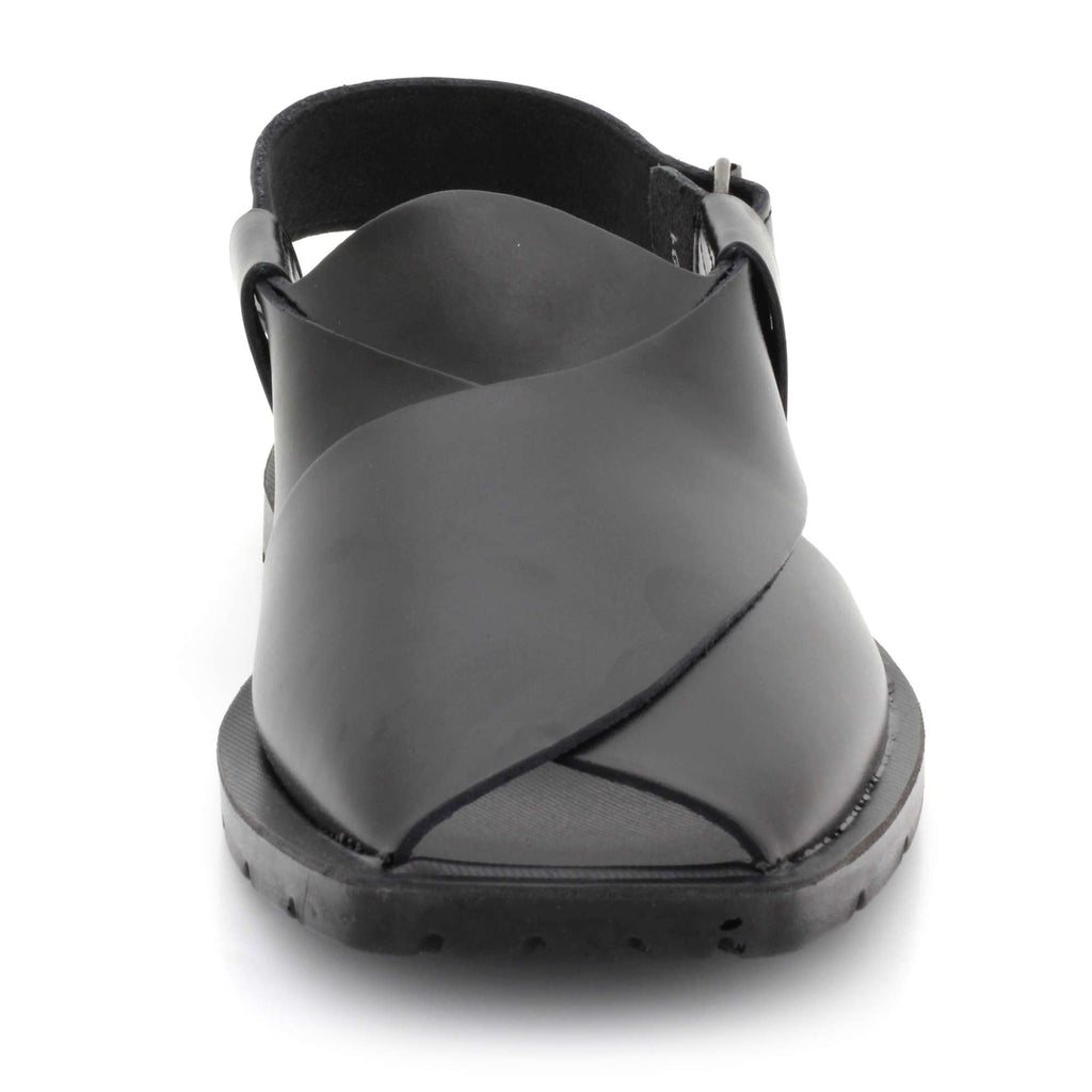 Kenneth | Men's Faux Leather Peshawari Sandals - Cross-Over Strap Ethnic Sandals