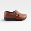 Della | Women's synthetic leather Zip-Detail Loafers - Cushioned Slip-On Shoes
