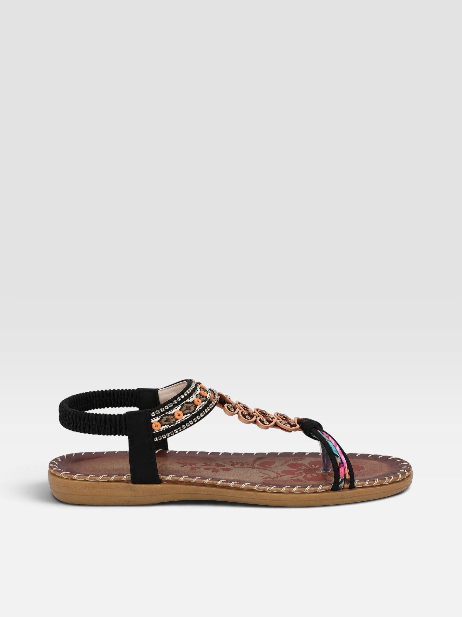 Edith | Women's Leather-Look Beaded Sandals - Adjustable Strap Summer Sandals