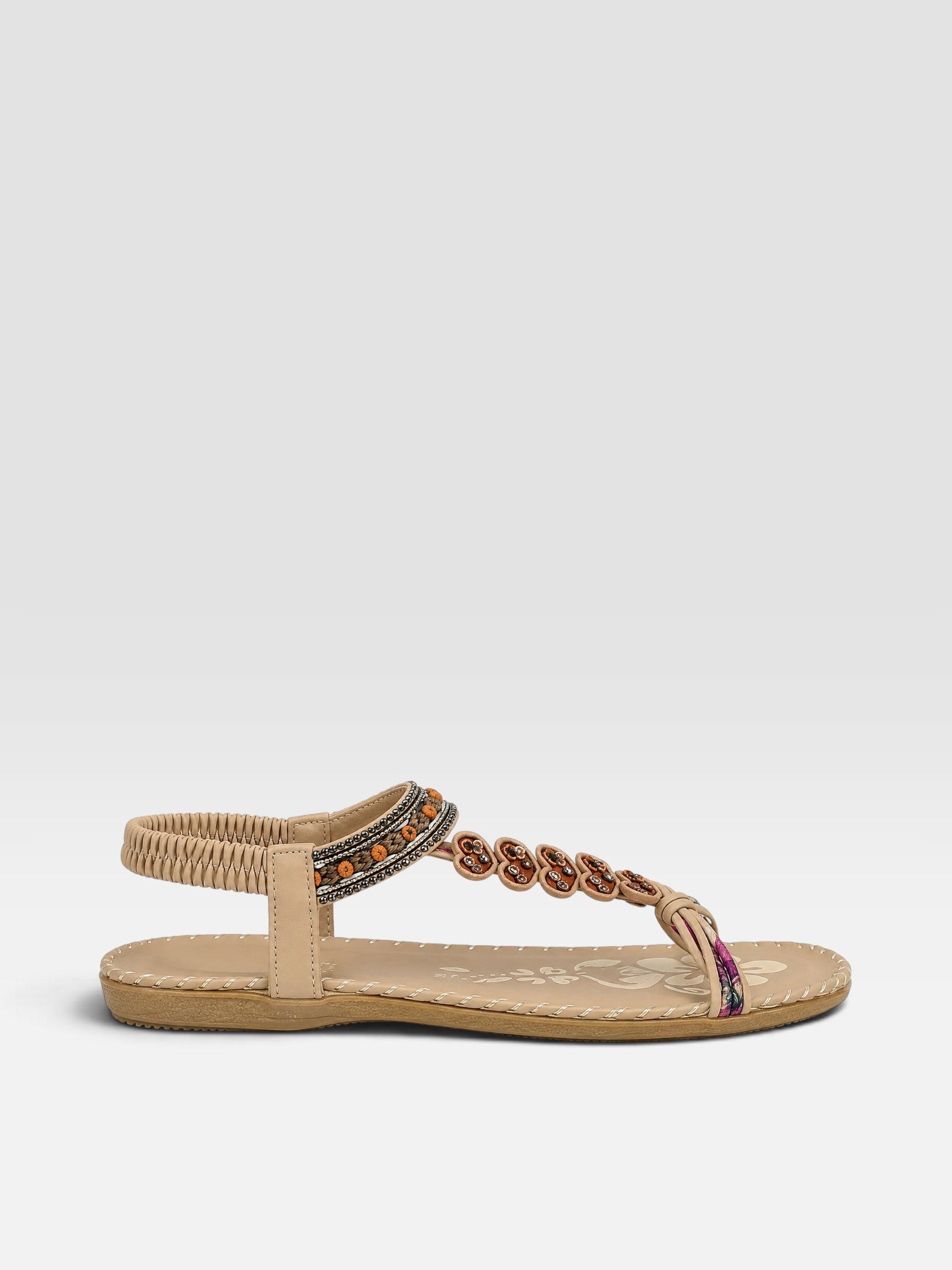 Edith | Women's Leather-Look Beaded Sandals - Adjustable Strap Summer Sandals